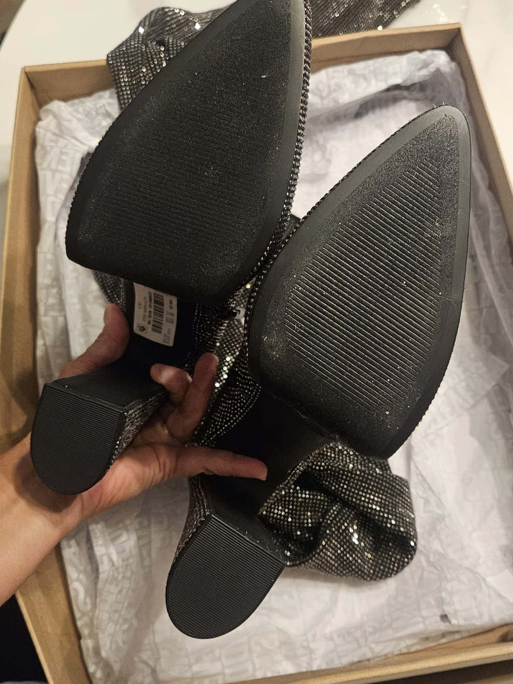 Steve Madden Silver Sparkle RHINESTONE Over-the-Knee Platform Boot
